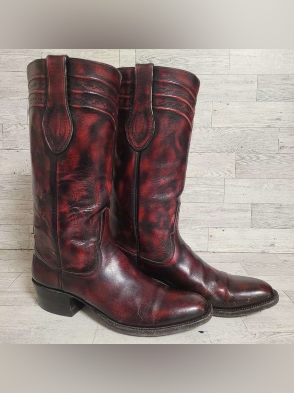 Women’s Rios Of Mercedes Black Cherry Stovepipe Tall Cowboy Boots Size 7.5 B